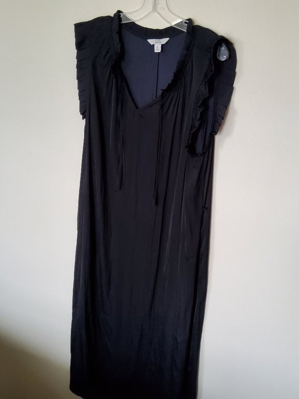 Croft and Barrow Black Satin slip dress with ruffled sleeves size XL